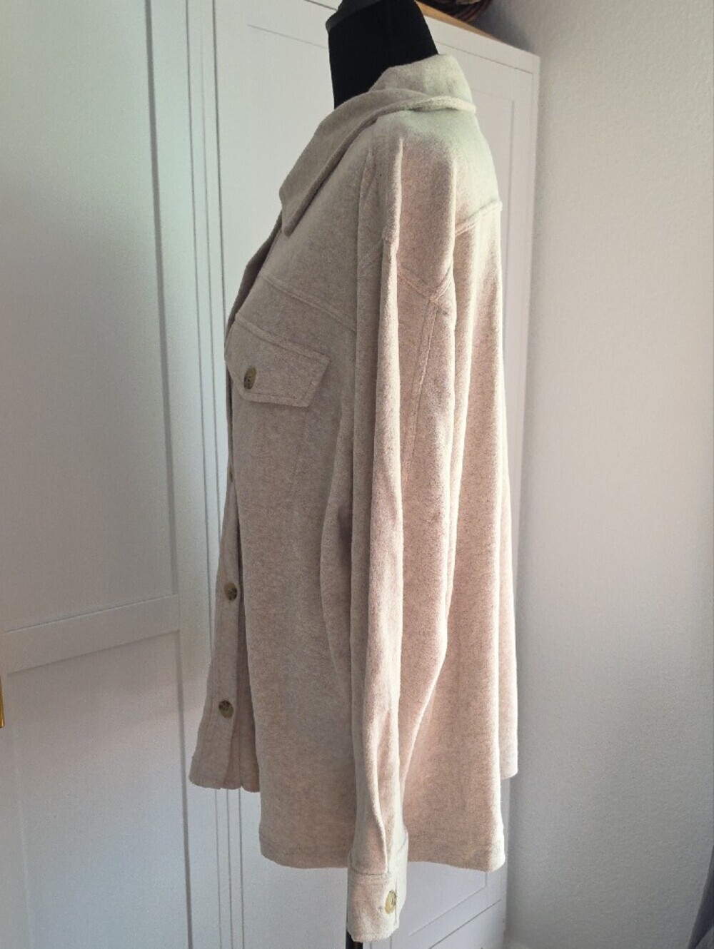 Relaxed Cream Utility Shacket Jacket - Picture 4 of 8